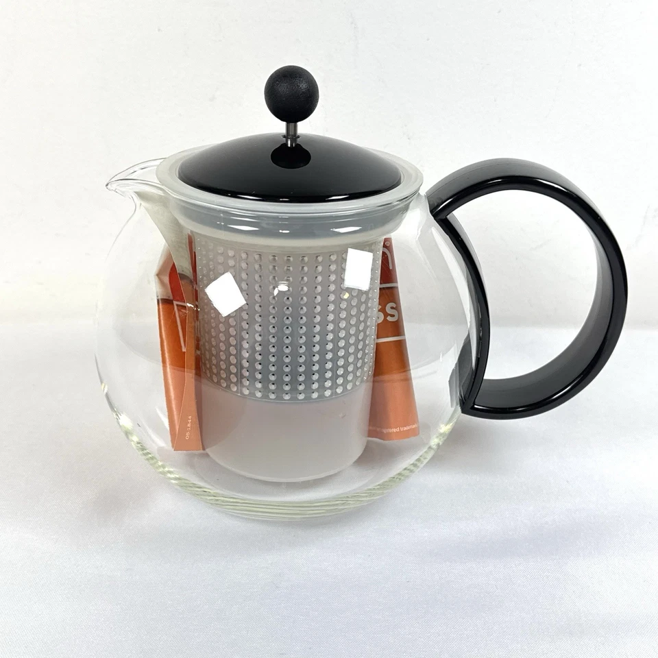 Bodum Assam Tea Press Glass With Infuser Filter Paperwork 1.0L Tetera Black - Image 3 of 4