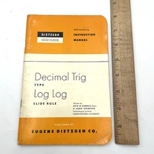 Vintage Dietzgen 1786 Instruction Manual For Decimal Trig Type Slide Rule
