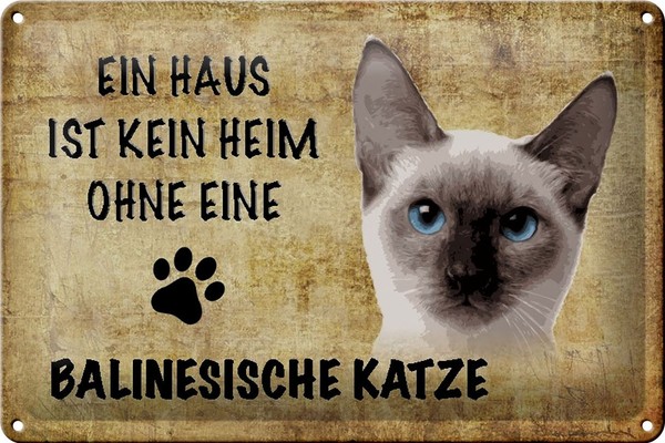 Schild Blech 30X20Cm - Made In Germany - Spruch Balinesische Katze Metall Deko S-image