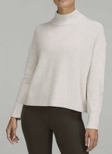 Lululemon Merino Wool-Blend Ribbed Turtleneck Sweater Ivory Cream Size 4
