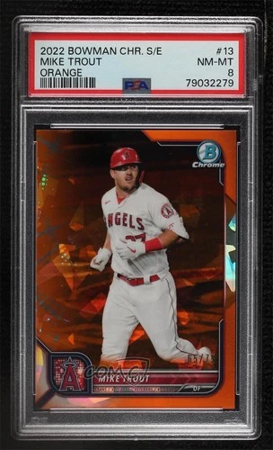 2022 Bowman Chrome Sapphire Edition Orange 8/75 Mike Trout #13 PSA 8 1n8n