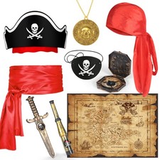 9 PCS Kids Pirate Costume Accessories Set for Halloween Party Favors