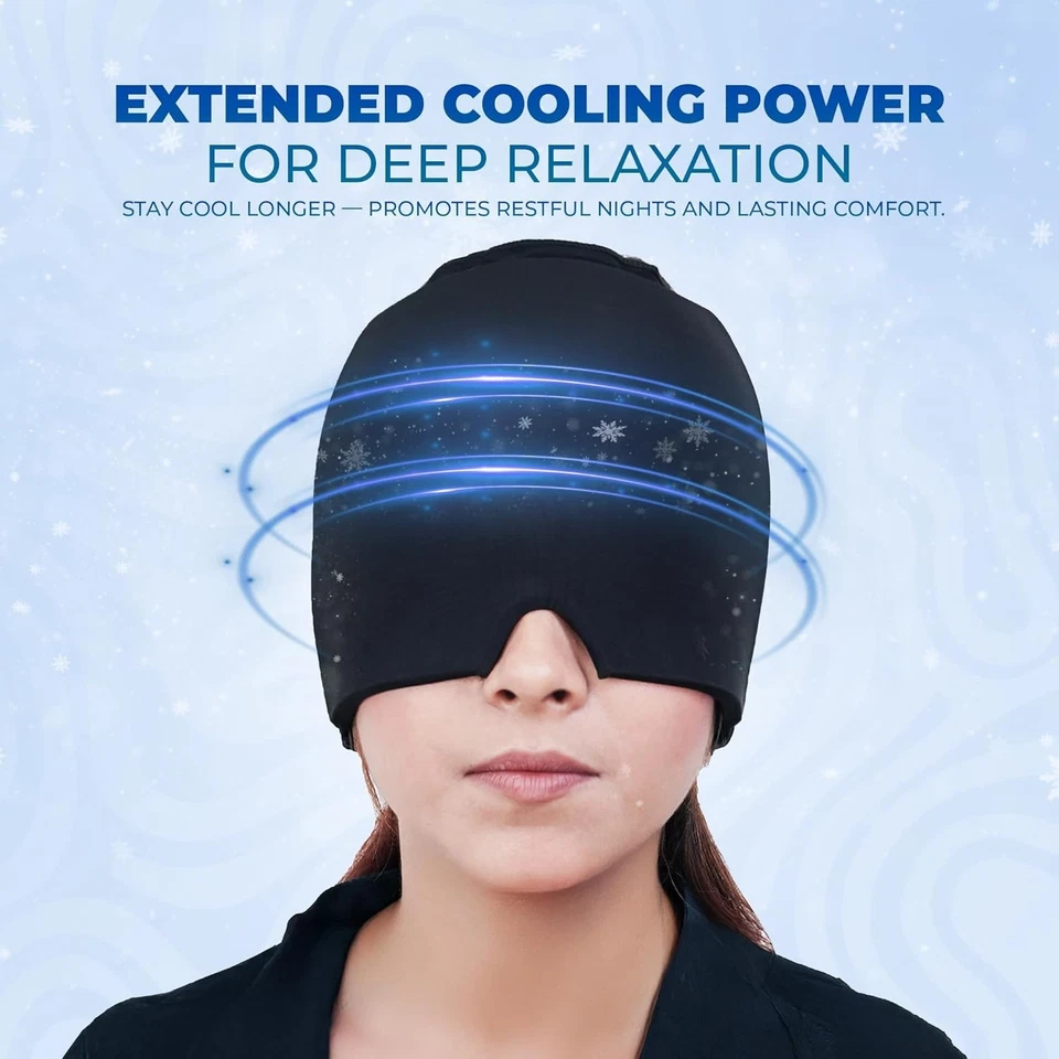 Крышка для облегчения мигрени | Упаковка со льдом для головы от мигрени, шапка для облегчения головной боли, шапка для похмелья - Изображение 4 из 4