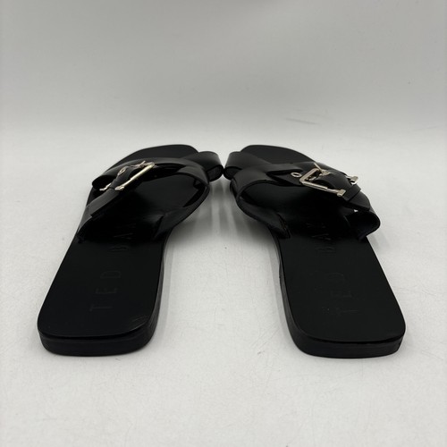 Ted Baker JOSEEI Black Leather X-Band Open Toe Slide Sandals, Size 39.5 (9) - Picture 7 of 8