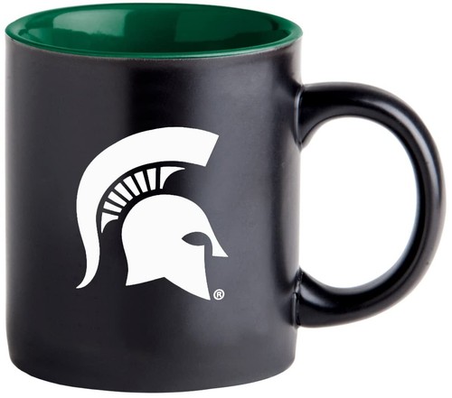 Matte Black Coffee Mug, NCAA Team Logo Inner Team Color Michigan State Spartans