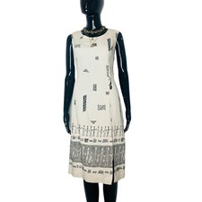 Beige Abstract  African Design Women 90s Dress