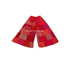 Indian Vintage Rayon Patchwork Wide Leg Hippie Boho Gypsy Palazzo Pants Trouser