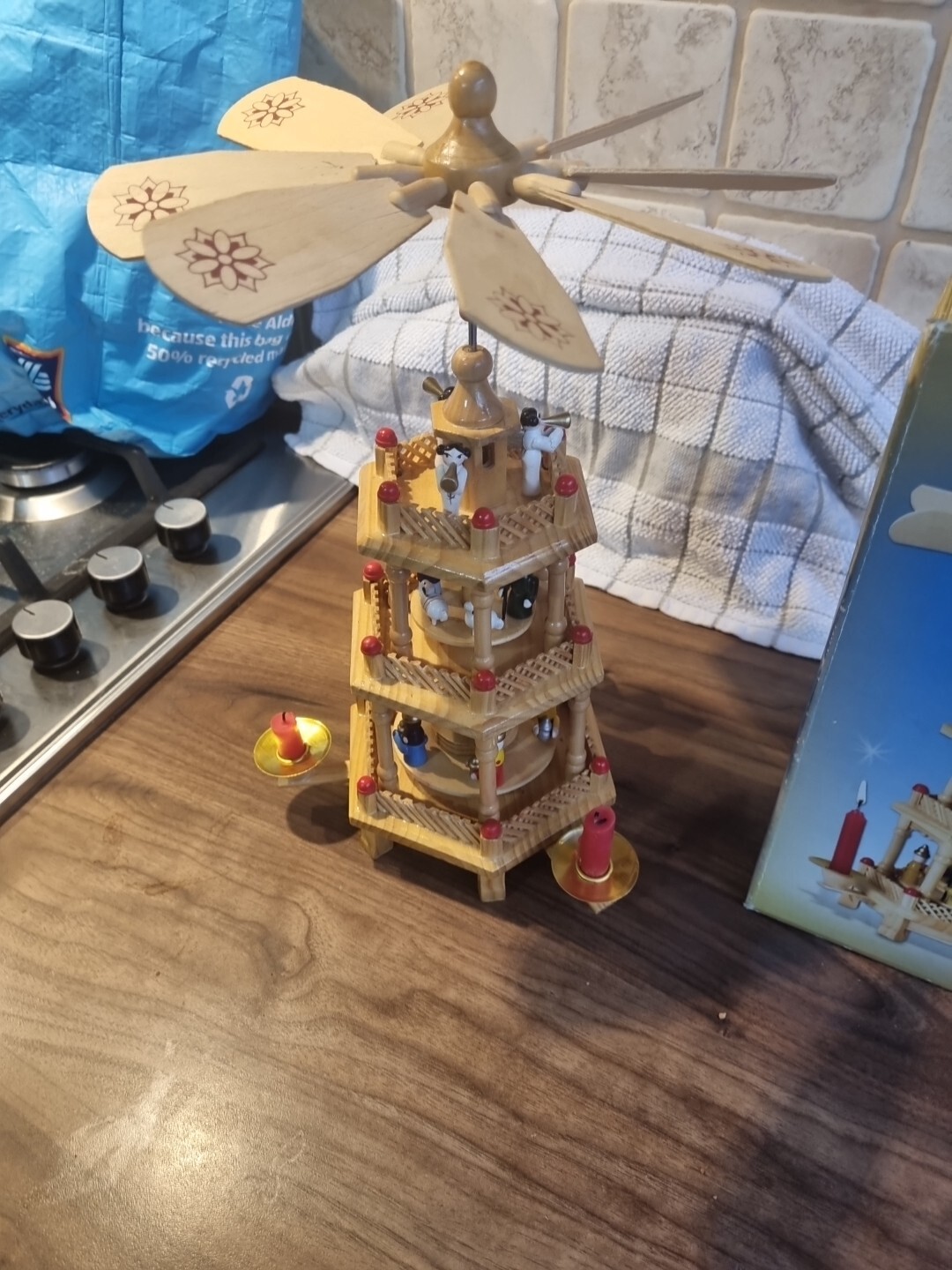 Vintage Large 3 Tier Christmas Wooden Carousel Pyramid german Candle Tower eBay