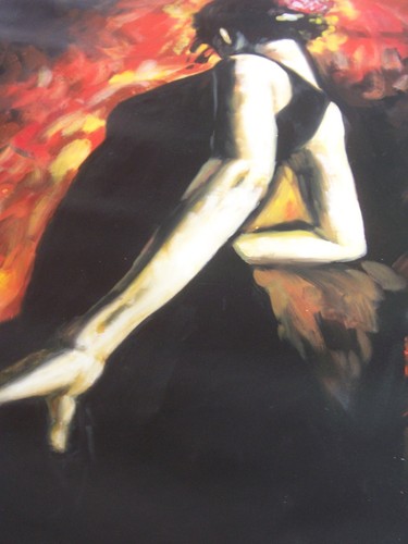 Pintura al óleo para bailarina de salsa flamenco 40x28 pulgadas sin estampar, sin enmarcar. Arte - Imagen 4 de 4
