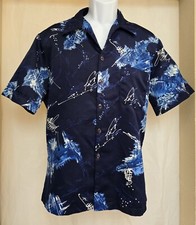 Vintage Triumph Of California Navy Blue Short Sleeve Polyester Disco Shirt...
