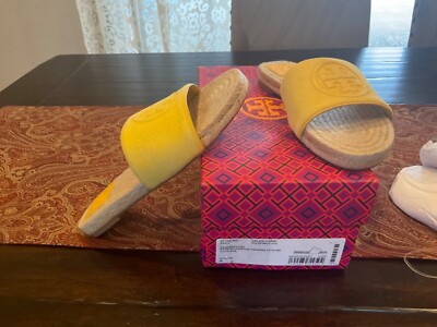 Tory Burch Benton Open Toe Espadrilles Slides Kid Suede  display picture 1