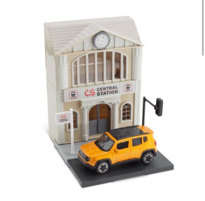 1/43 Street Fire Bburago City - Train Station + Jeep Renegade