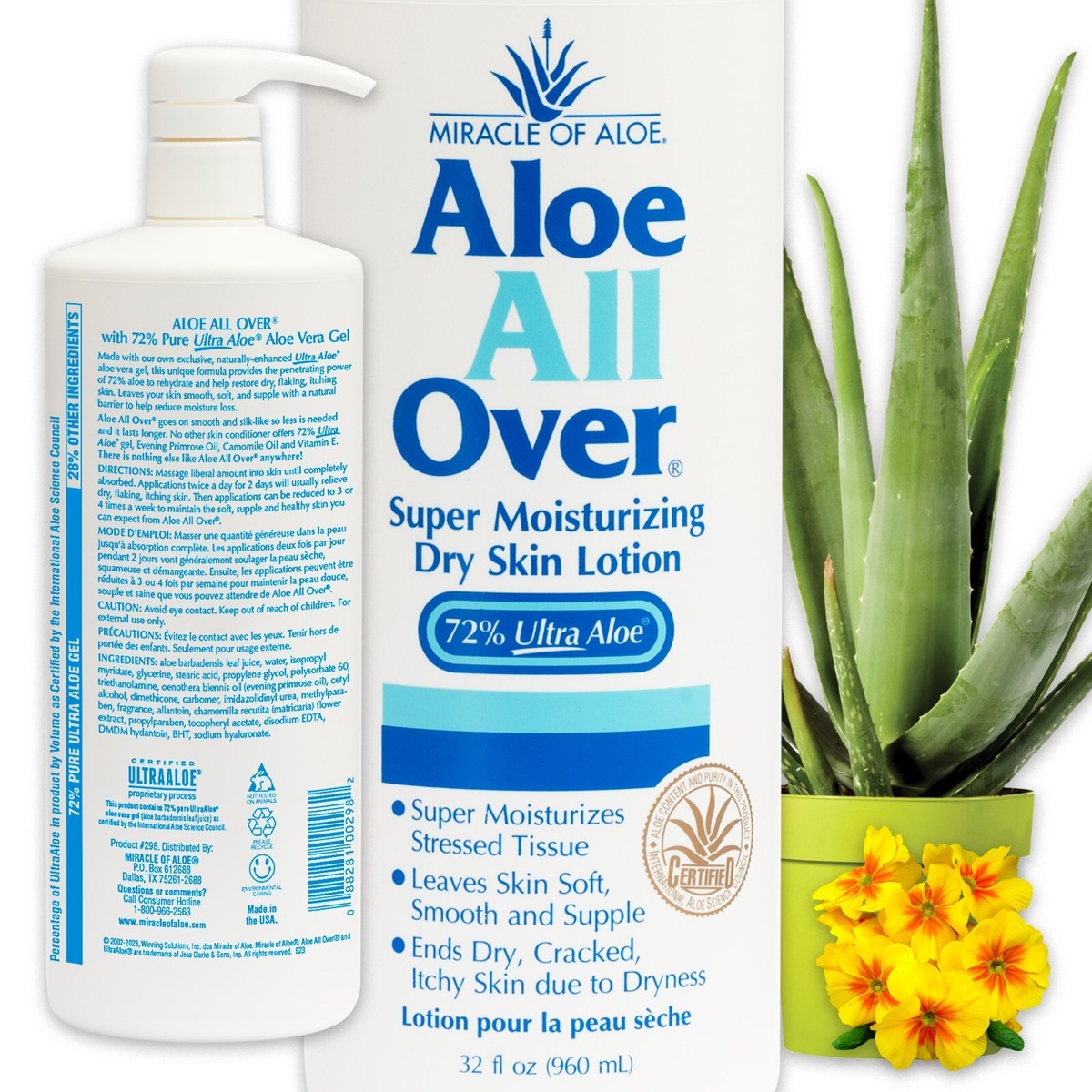 Miracle of Aloe All Over 32 Oz lotion with Pump - Hydrate & Moisturize Your  Skin | eBay