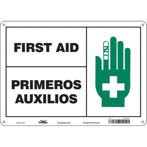 CONDOR 471R91 Safety Sign,10 in x 14 in,Aluminum 471R91