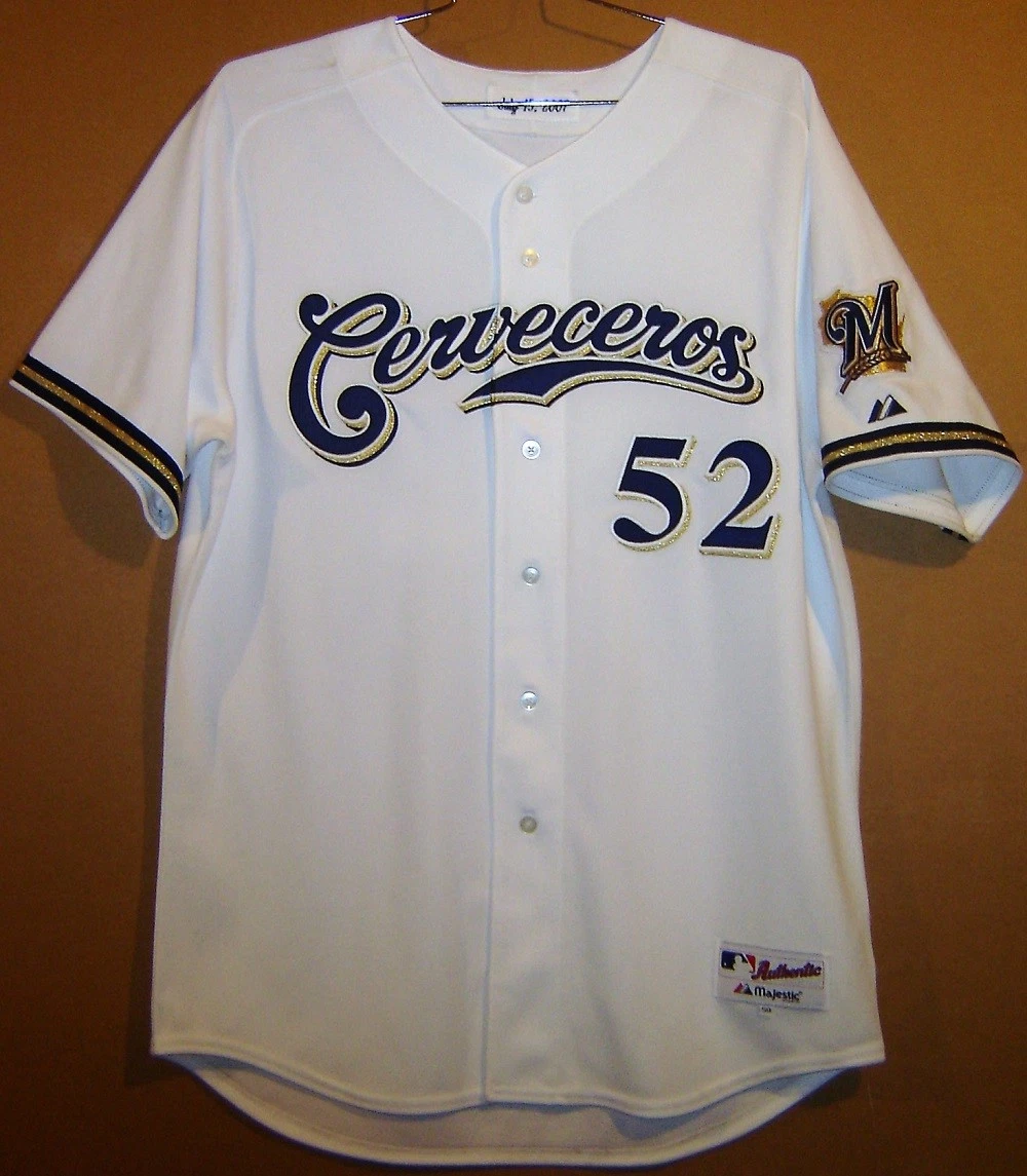 MILWAUKEE BREWERS JOSE CAPELLAN #52 MLB WHITE “CERVECEROS” STYLE JERSEY