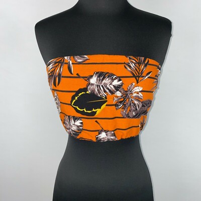 Windsor Womens S Multicolor Leaf Striped Patterned Bandeau Top Rayon Boho