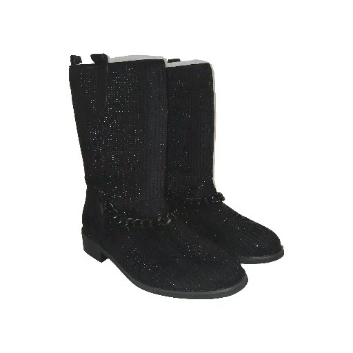 MIDNIGHT VELVET Mujer Bling Cadena Botas Zapato Talla 9.5 M Negro Estrás NUEVO Foto 2 de 4