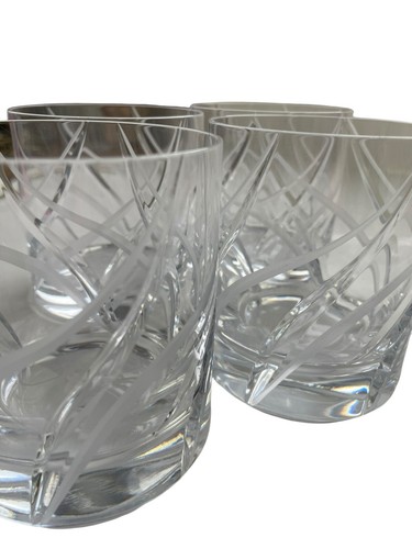 Set of 4 Mikasa Crystal Windlass Swirl Cut Glass Highball Old Fashion Tumbler - Picture 3 of 9
