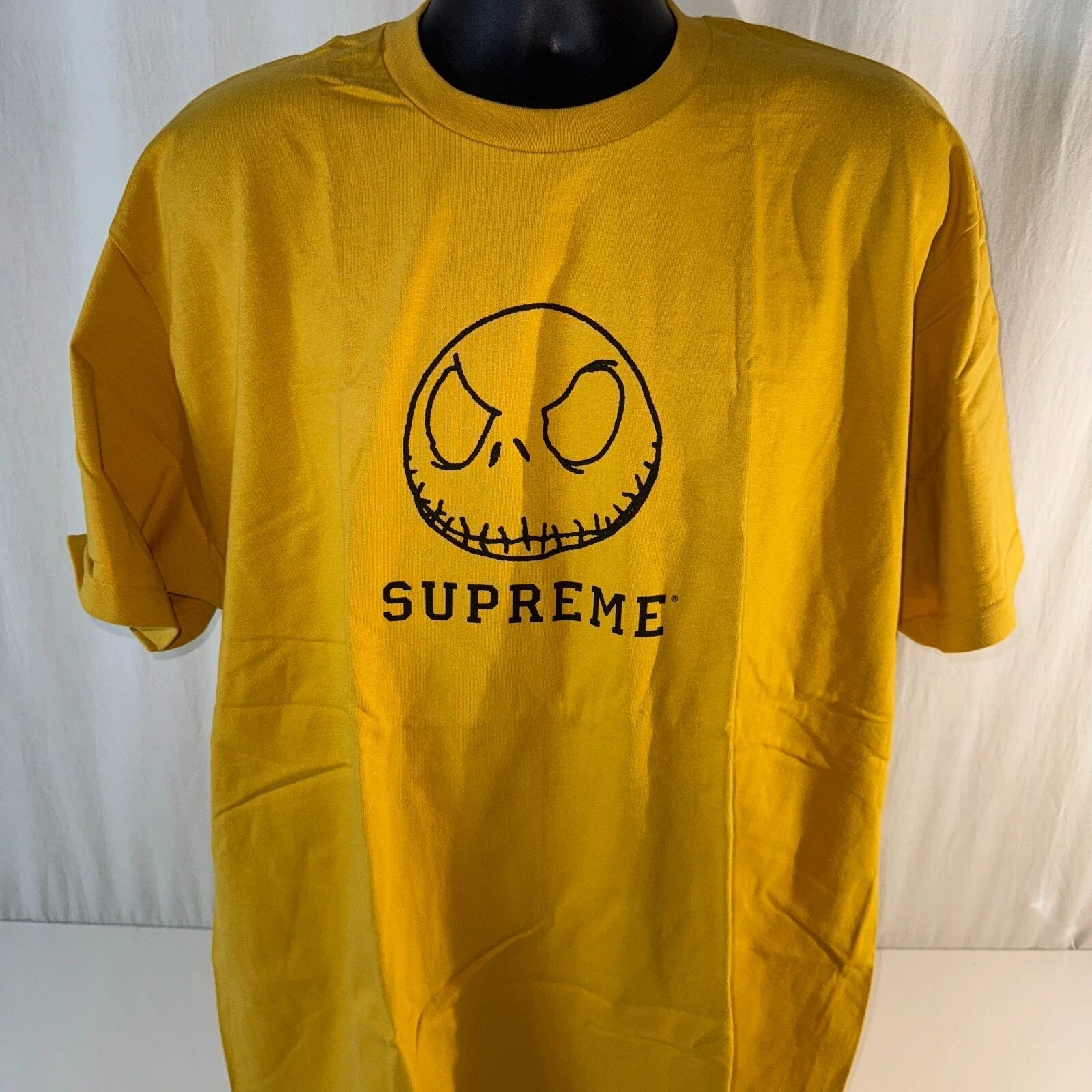 T shirt Supreme Squelette Homme Taille XXL Moutarde Jack Le Squelette Graphique Tee NEUF