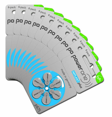 10 Packs (60 Batteries) Power One Cochlear Implant, 60 Batteries. Exp 2029