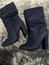 Mid-Calf High Heel Slouch Boots