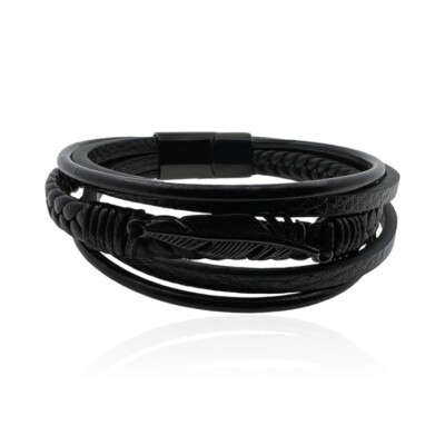 MARTIN1985 Hochwertiges Echtleder Feder Armband Unisex Damen Herren Geschenk