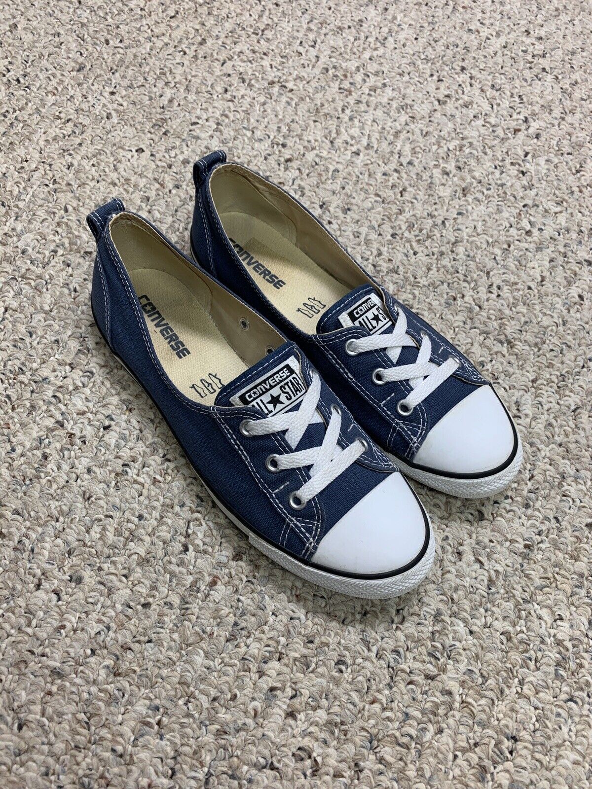 cuenco Votación Concesión Women's Converse Ballet Slip On Sneakers Navy Blue Size 9.5 ORIGINAL Low  Flats | eBay
