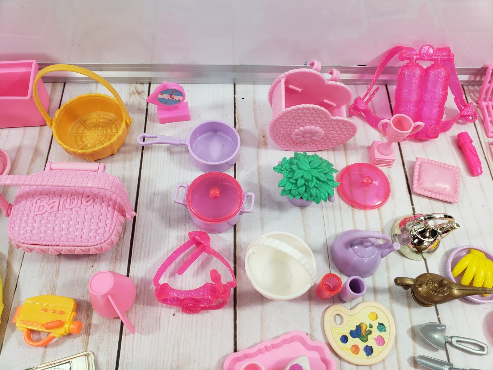 LARGE LOT OF BARBIE DOLLHOUSE ACCESSORIES FOOD DISHES PLANTS MATTEL eBay