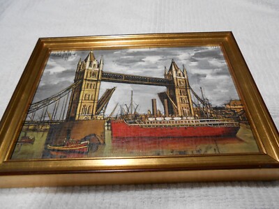 Vintage 1972 Bernard Buffet ''Tower Bridge'' Framed Canvas Print