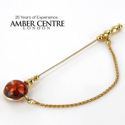 Italienische Handarbeit Elegant Deutsche Ostsee Bernstein Brosche 14 Karat Gold GB0031 UVP £ 750!!