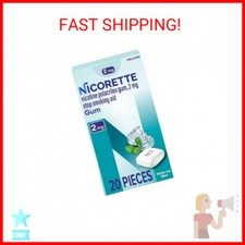Nicorette 2 mg Nicotine Gum to Help Quit Smoking - White Ice Mint Flavored Stop