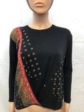 Desigual Long Sleeve T-Shirt For Women Available In Multiple Sizes, Black New!!