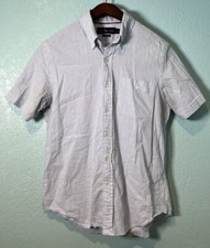 Polo Ralph Lauren Mens M Seersucker Blue Striped Button Down Shirt Classic Fit