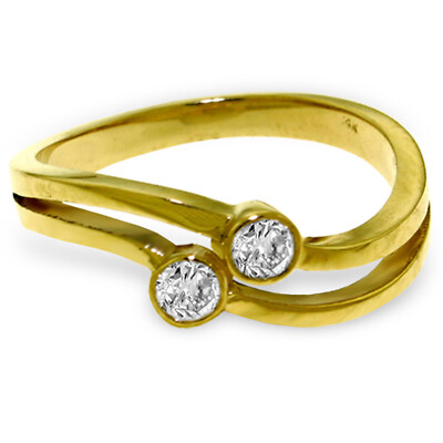 14K. SOLID GOLD RING WITH 0.20 CT. NATURAL DIAMONDS