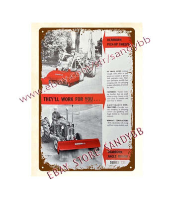 wall art 1960s farmcabin Tractors Dearborn Pick Up Sweeper Angle Broom tin sign