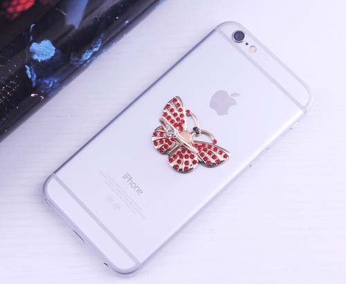 360 Rotating Cell Phone Crystal Butterfly Ring Stand Holder Kickstand BUTTERFLY - Picture 2 of 9