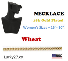 18k Gold Plated Stainless Steel Women Chain Necklace - WHEAT 16" to 30"