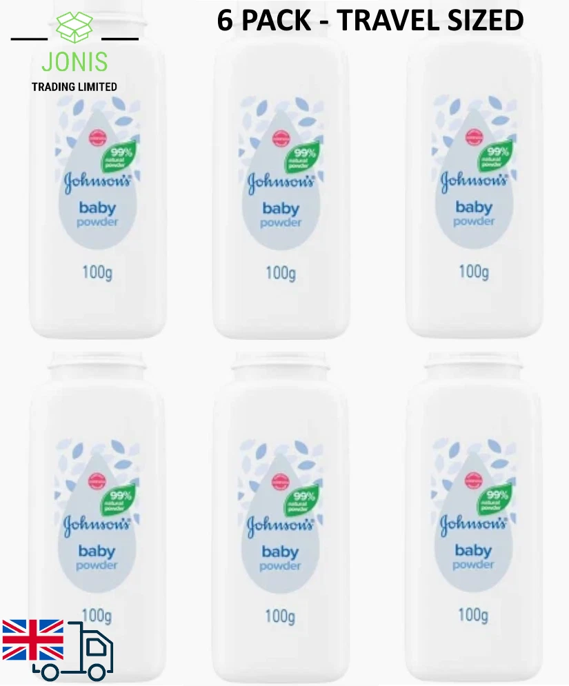 Johnson Baby Powder 100g 6 Pack - Travel Sized - Natural Talc Free - UK DIspatch