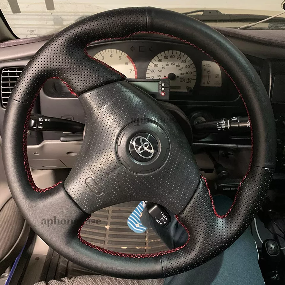 Hand-Sewing Steering Wheel Wrap Cover Leather Interior Wrap For Toyota RAV4 Foto 3 de 4