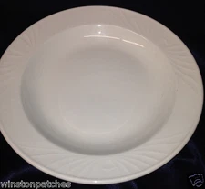 DUDSON ENGLAND VERMONT RIM SOUP BOWL 10 5/8" ALL WHITE EMBOSSED & ROLLED EDGE