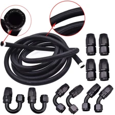 AN8 -8AN AN-8 Fitting Stainless Steel Nylon Braided Oil Fuel Hose Line 16FT Kit