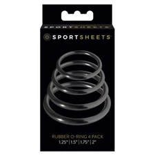 Sportsheets Rubber O-Ring 4pk Black - 1.25" 1.5" 1.75" 2"