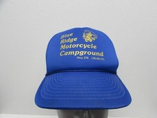 Vintage Blue Ridge Motorcycle Campground Mesh Blue Snap Back Trucker Hat