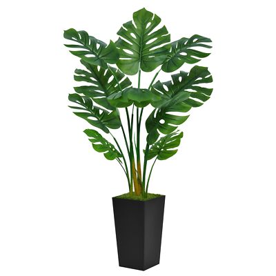 Artificial Monstera Deliciosa Plant 5FT - Faux Tropical Palm Tree with Black ...