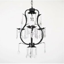 NEW CoCalo Chic BLACK Floral  Leaves 3-Bulb Plug-in Chandelier