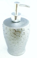 NEW CERAMIC METALLIC SILVER TEXTURED KITCHEN,BATHROOM SOAP,LOTION DISPENSER