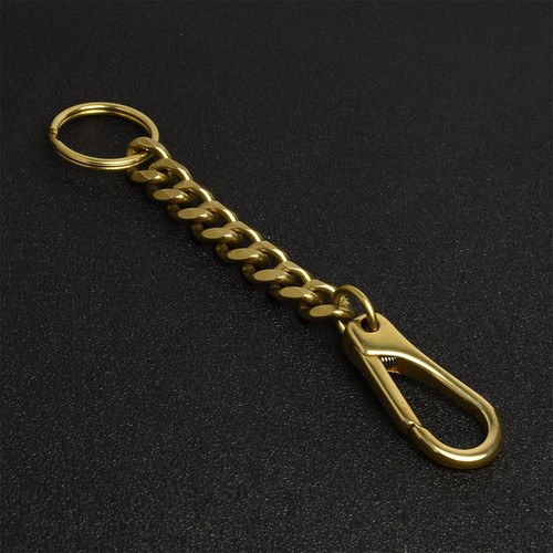 Solid Brass Key Chain Quick Release Snap Key Split Ring - Picture 2 of 4