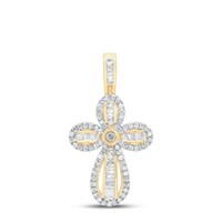10K Gelbgold Baguette Diamant Gekeimt KreuzanhäNger Damen Charm 5/8 Karat