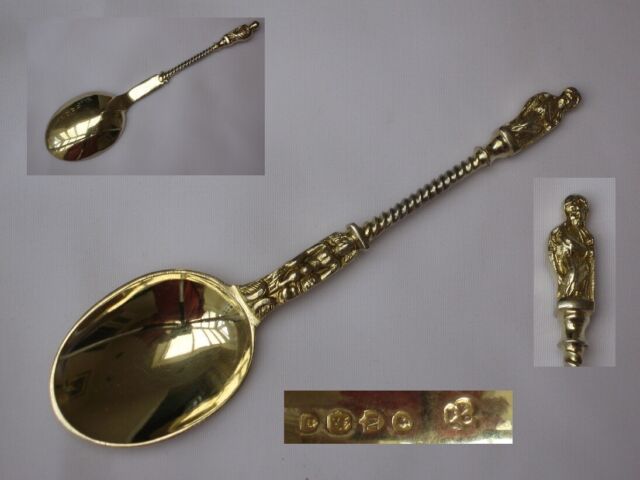 gold gilt Victorian 1887 English Antique Sterling Silver/gold gilt Apostle Spoon gold gilt Victorian 1887 English Antique Sterling Silver/gold gilt Apostle Spoon