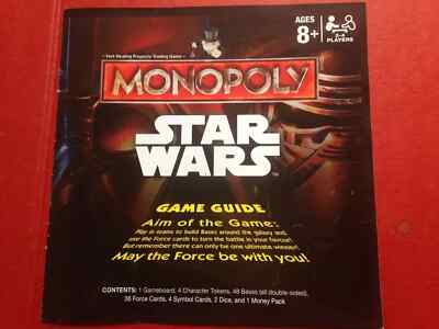 2015 Star Wars Edition Monopoly Anleitung Regelheft Buch